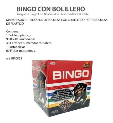 Juego De Bingo Bolillero Con Portabolillas Cartones Y Fichas Pmc Ventas