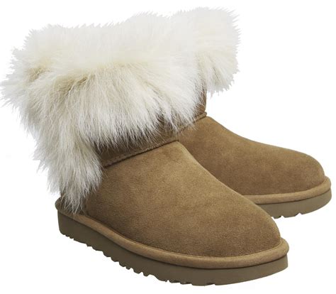 Ugg Milla Fur Cuff Boots In Brown Lyst