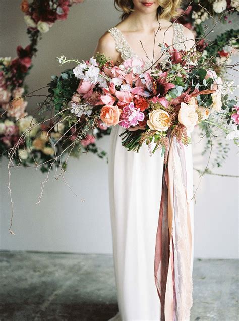 Blush And Raspberry Bridal Bouquet By Alexandra Grace Photography