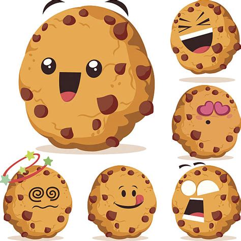 50 Funny Chocolate Chip Cookie Cartoon Character Illustrations