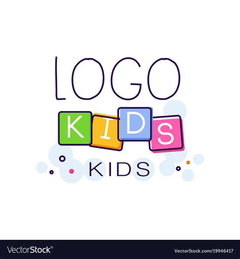 Logo Kids Creative Concept Template Colorful Hand Drawn Vector