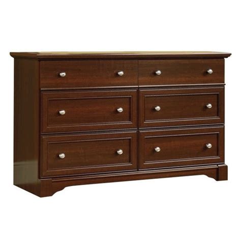 Bowery Hill Contemporary 6 Drawer Cherry Wood Bedroom Double Dresser