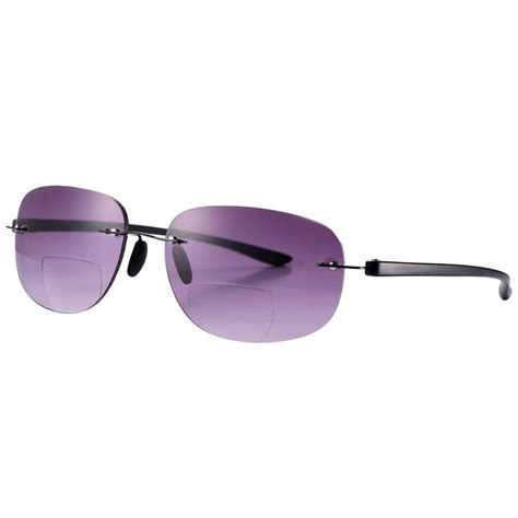 Pro Acme Bifocal Sunglasses Rimless Wrap Sun Readers Lightweight Tr90 Frame Grey 10