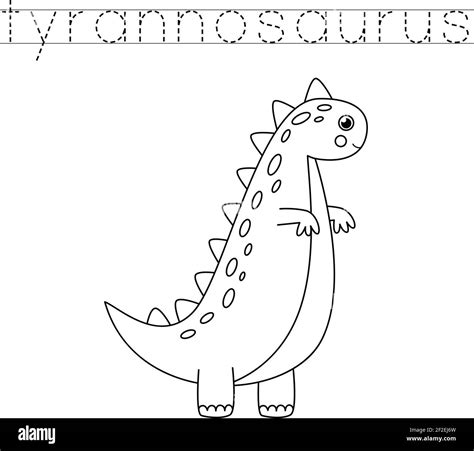 Trace The Names Of Dinosaurs Color Cute Tyrannosaurus Handwriting