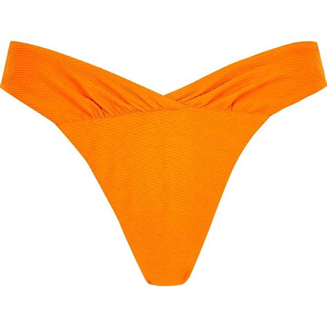 Orange Ruched V Front High Leg Bikini Bottoms Bikinis High Leg