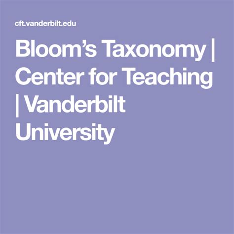 Blooms Taxonomy Center For Teaching Vanderbilt University