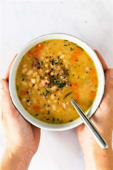 Pick through the beans discarding any shriveled or discoloured ones. White Bean & Ham Soup - Love and Good Stuff