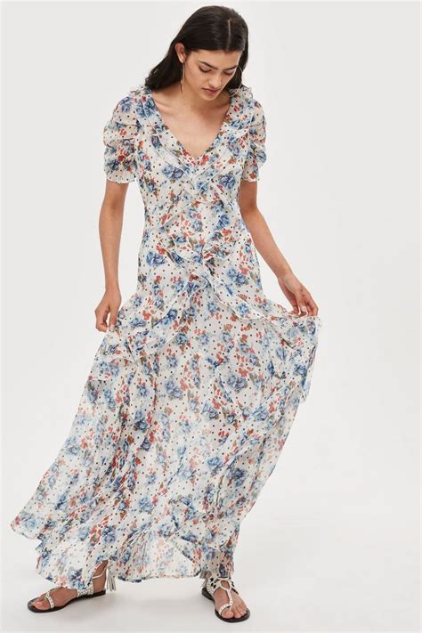 Spot Floral Bead Maxi Dress Dresses Clothing Topshop Beaded