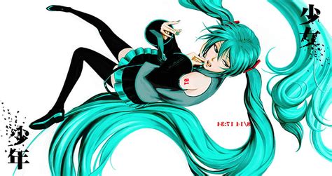 miku hatsune aurorajony teal hair thigh highs white background character name hd wallpaper