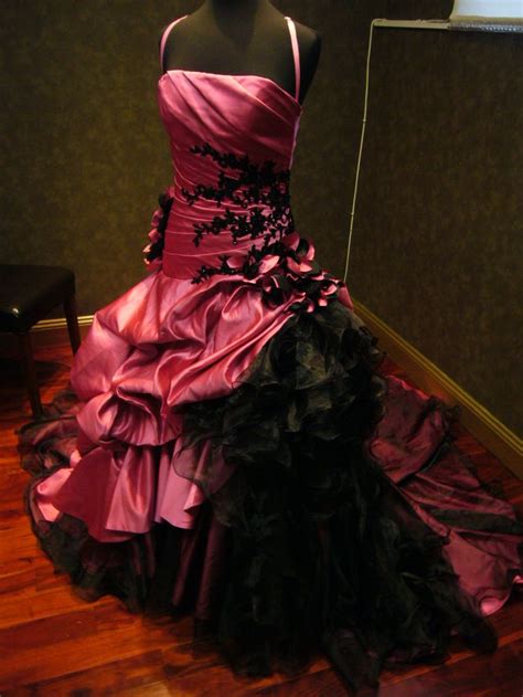 Pink And Black Wedding Dress Gothic Bridal Gown Custom Made To Etsy