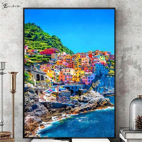 Mediterranean Sea Port Scenery Wall Art Canvas Painting Poster For Home