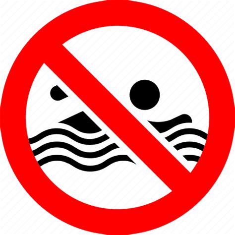 Beach No Pool No Swim Prohibition Sign Sport Water Icon