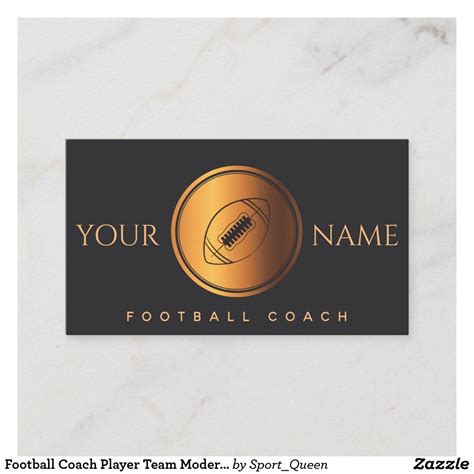 Football Coach Player Team Modern Gold Black Sport Business Card Sports