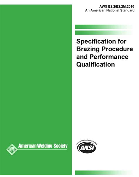 Aws Bookstore Aws B22b22m2010 Specification Brazing Procedure And