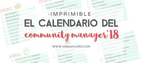 El Calendario Del Community Manager Annavalero Com Imprimible