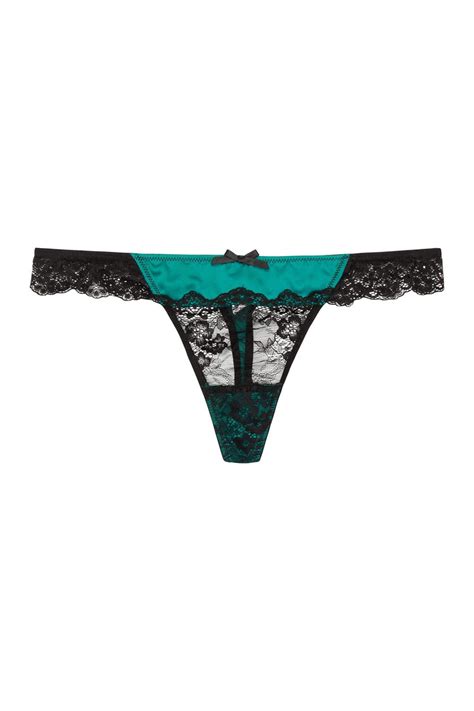 Kate Teal Satin Thong Playful Promises