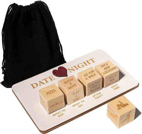 Date Night Dice Wooden Couples Date Night Dice Set With Pouch Storage