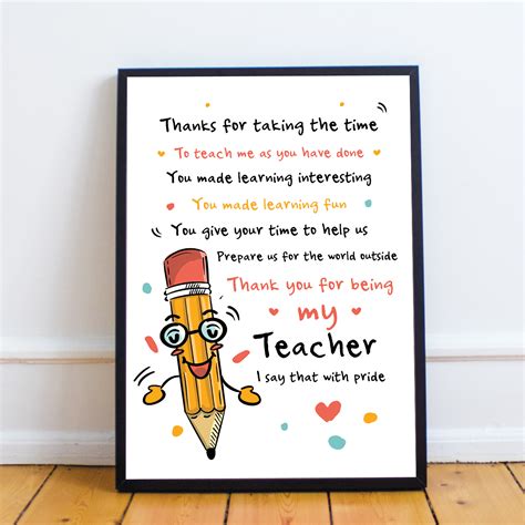 Teacher Ts Thank You Present Best Teacher Poem Leaving School Nursery Ts Ebay
