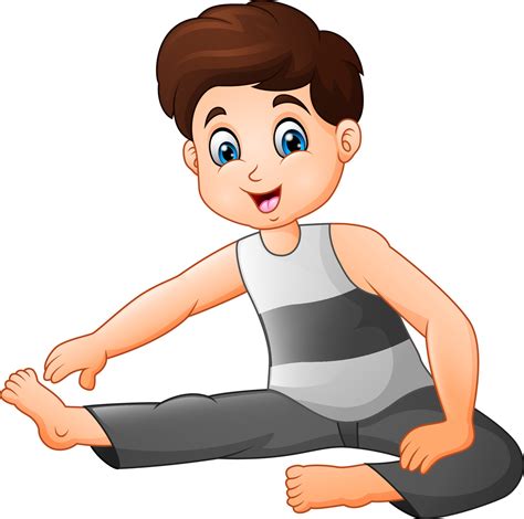 Cartoon Little Boy Doing Exercises 12941683 Vector Art At Vecteezy