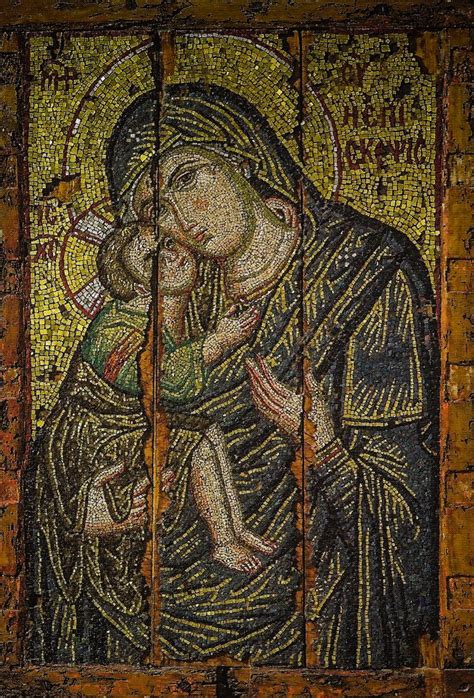 Byzantine Mosaic Icon With Virgin Episkepsis Late 13th Century At
