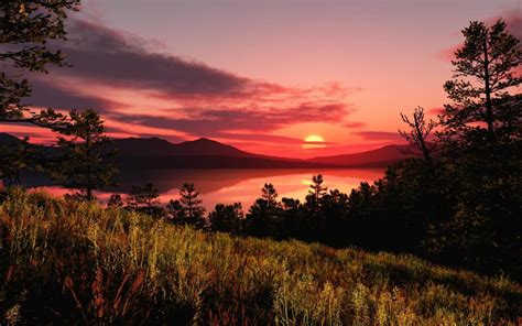 Excellent Lake Sunset Lscape Wallpaper Nature And Landscape
