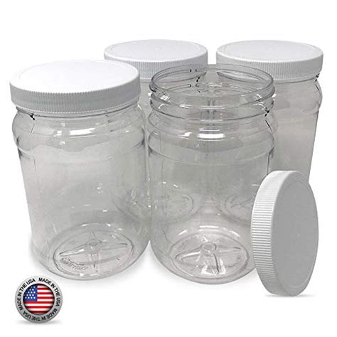 CSBD Oz Clear Plastic Mason Jars With Ribbed Liner Screw On Lids Wide Mouth ECO BPA Free