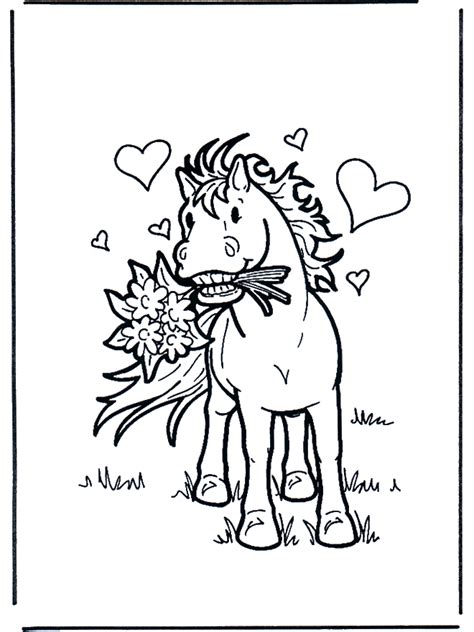 Kleurplaten van paarden op leukekleurplaten. Paard met bloemen - Kleurplaten paarden