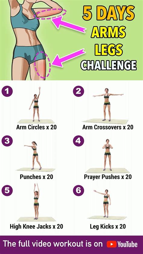 5 Day Legs Arms Challenge Exercises At Home In 2020 Arm Workout Gym Workout For Beginners