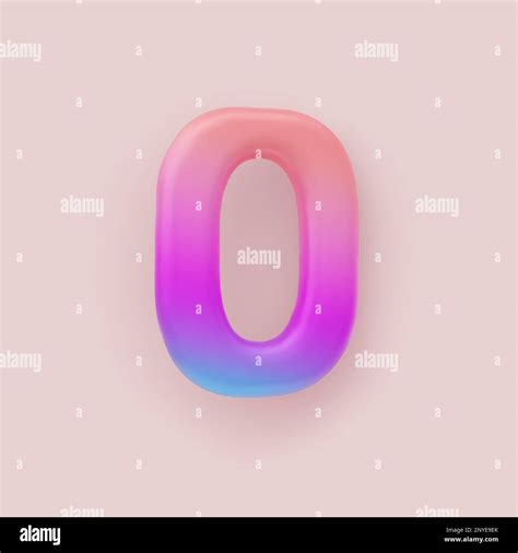 3d Colorful Gradient Number Null On A Light Background Stock Vector