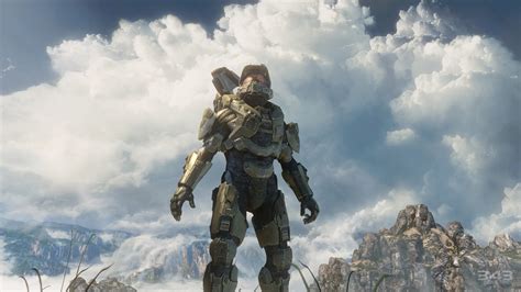Halo Master Chief Standing With Background Of Clouds Hd Games