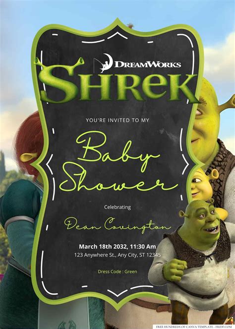 Shrek Baby Shower Invitation Templates Fridf Download Free Pdf