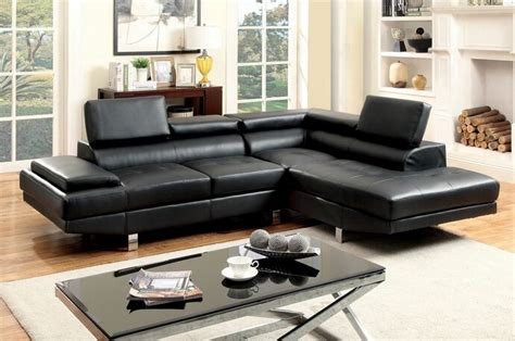 Cm6833bk 2 Pc Kemina Black Bonded Leather Match Sectional Sofa With
