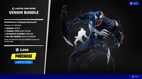 Venom Bundle Venom Skin Symbiote Slasher Pickaxe We Are Venom Emote