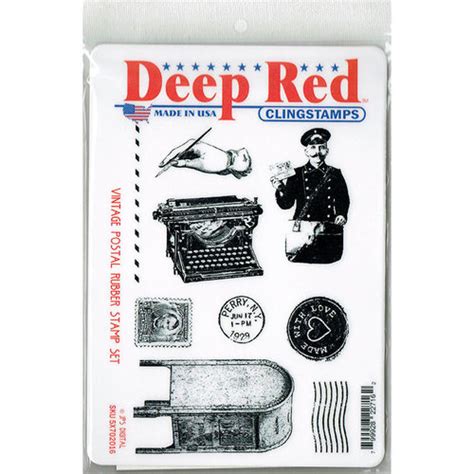Deep Red Stamps Vintage Postal Stamp