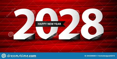 2028 Happy New Year Template 2028 Year Celebration Logo Vector On Red