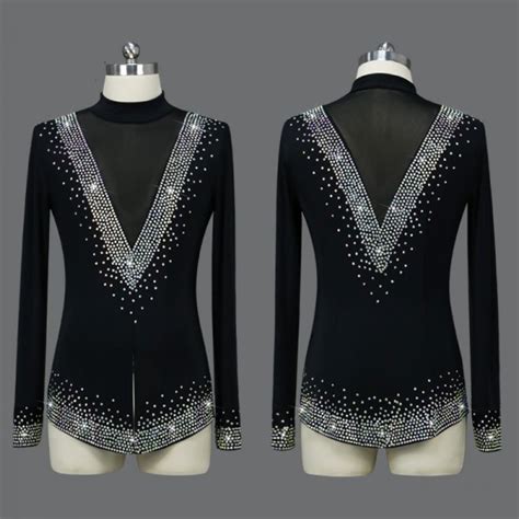 Custom Size Handmade Black Rhinestones Competition Ballroom Latin Dance