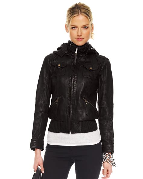 Avail exclusive free shipping world wide and discounts. Michael Kors Hooded Leather Jacket in Black - Lyst