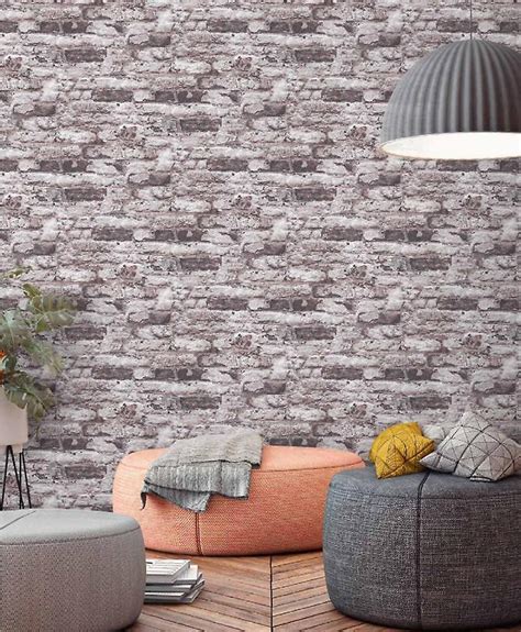 Red Brick Wallpaper White Slate Stone Rustic Industrial Paste Wall