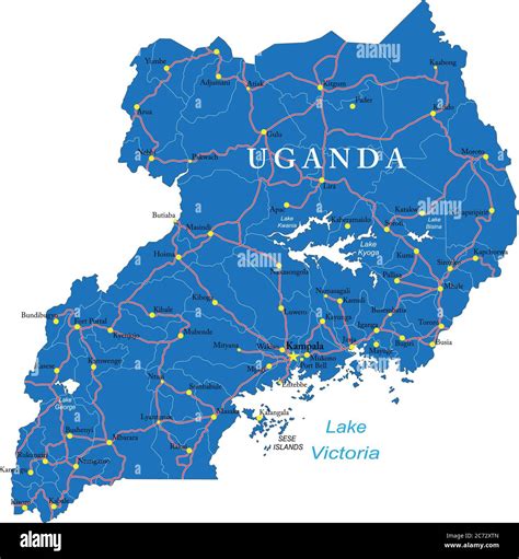Highly Detailed Vector Map Of Uganda With Administrative Regionsmain