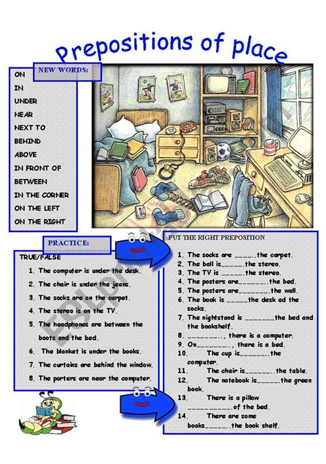 Prepositions Of Places Worksheet