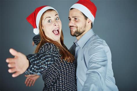 Happy Couple Hug And Love Christmas Stock Photo Image Of