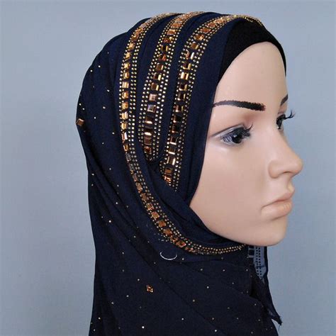 women muslim islamic hijab head scarves long rhinestone decored chiffon head wrap shawl price