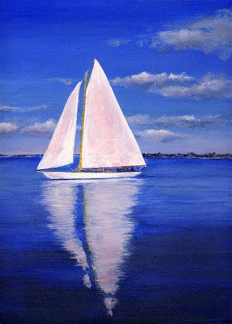 Sailboat Original Acrylic Painting Seascape Landscape Etsy