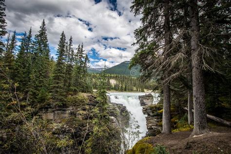 Athabasca Falls In The Canadian Rockies Of Banff National Park Stock