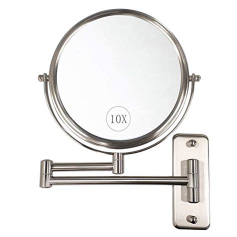 Alhakin Wall Mounted Makeup Mirror 10x Magnification 8” Two Sided Swivel Extendable Bathroom