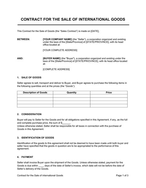International Sales Contract Template