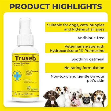 Pet Health Pharma Truseb Hydrocortisone Spray For Dogs Cats Horses