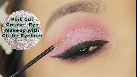 Tutorial Pink Cut Crease Glitter Eye Makeup With Heavy Metal
