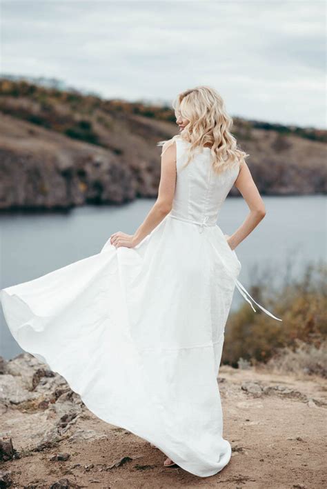 Bohemian Linen Wedding Dress By The Prancing Hare