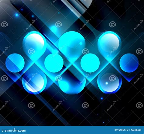 Vector Glowing Geometric Shapes Background Stock Vector Illustration